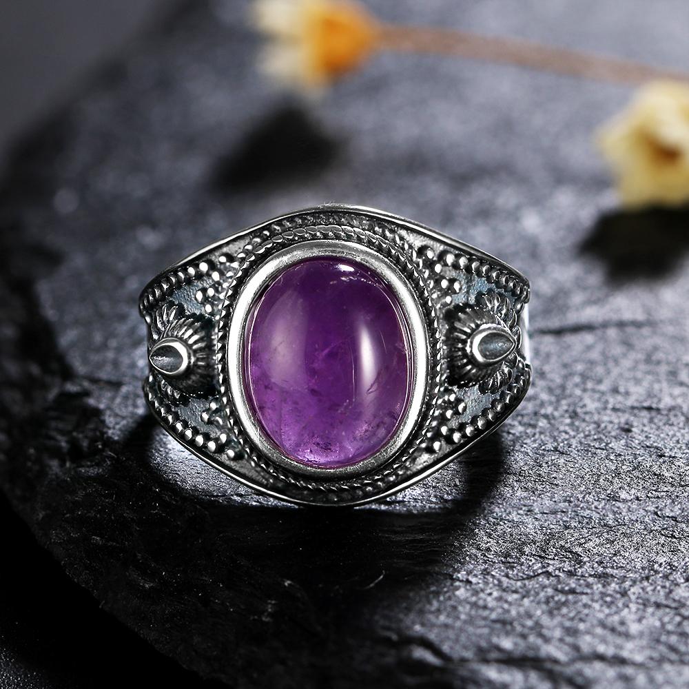 CopperRings Natural Amethyst Gemstone Rings for Women Wedding Bands Anniversary Gift Fine Jewelry
