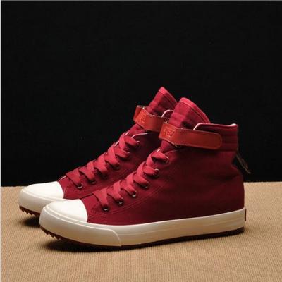 Fashion New Men Light Breathable Canvas Casual All Black White  Red High Top Solid Color Sneakers Shoes Flatsbj8