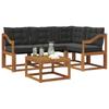 Outdoor Sofa Set with Cushions 5 pcs Natural and Black