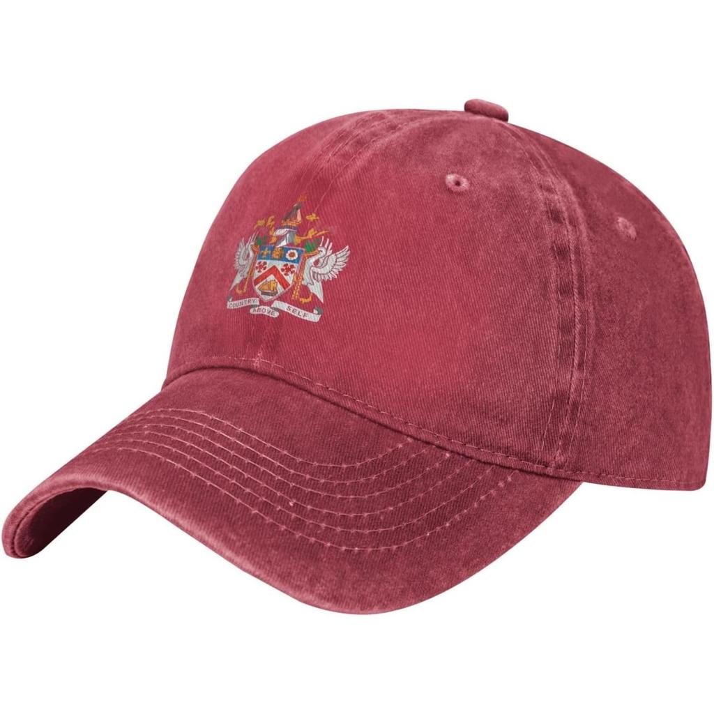 Saint Kitts Nevis Emblem Washed Baseball Cap Casual Cotton Adjustable Low Profile Dad Hat