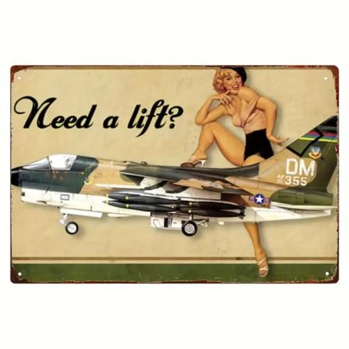 

Vintage Need A Lift PinUp Girl Metal Wall Art Aluminum NEWAluminum 20x30cm（7.8x11.8inch）