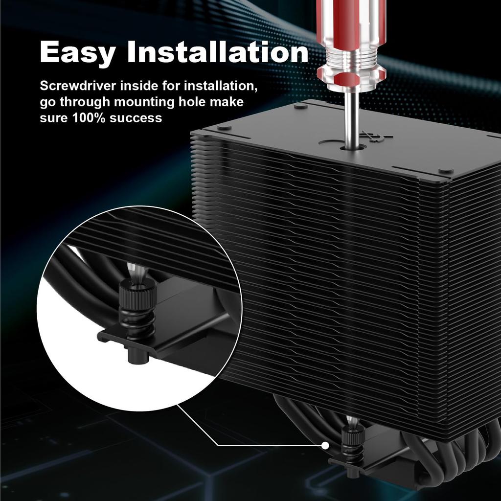 Scythe Mugen 6 Dual Fan Black Edition CPU Air Cooler, Supports Intel LGA1700, LGA1151, AMD AM5, AM4, 120mm, Single Tower, Aluminum Top Cover (Mugen 6