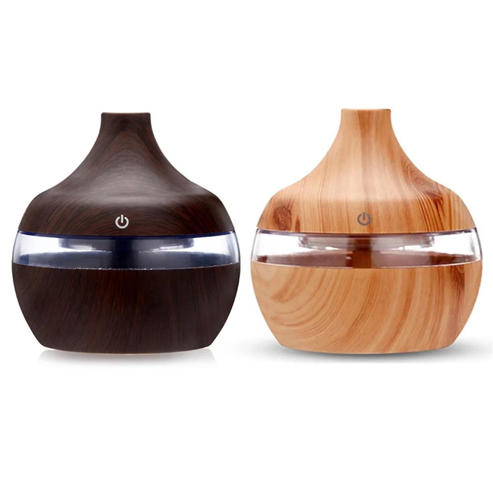 Essential Aroma Oil Diffuser Ultrasonic Wood Grain LED Light Room Air Humidifier