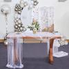 Sheer Drapes Pearl Yarn Table Runner Gauze Mesh Semi Transparent Wedding Tablecloth DIY Pearl Table Cover Dinner Table