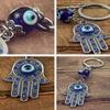 Jewelry Good Luck Car Keyrings Blue Key Holder Protection Charm Hamsa Keychain Fatima Hand Evil Eye