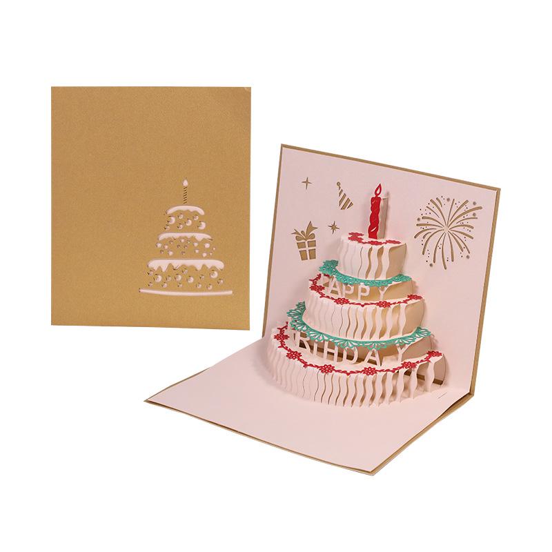 Pop-Up Birthday Cake Greeting Card with Music and Lights - Creative Holiday Blessing Gift