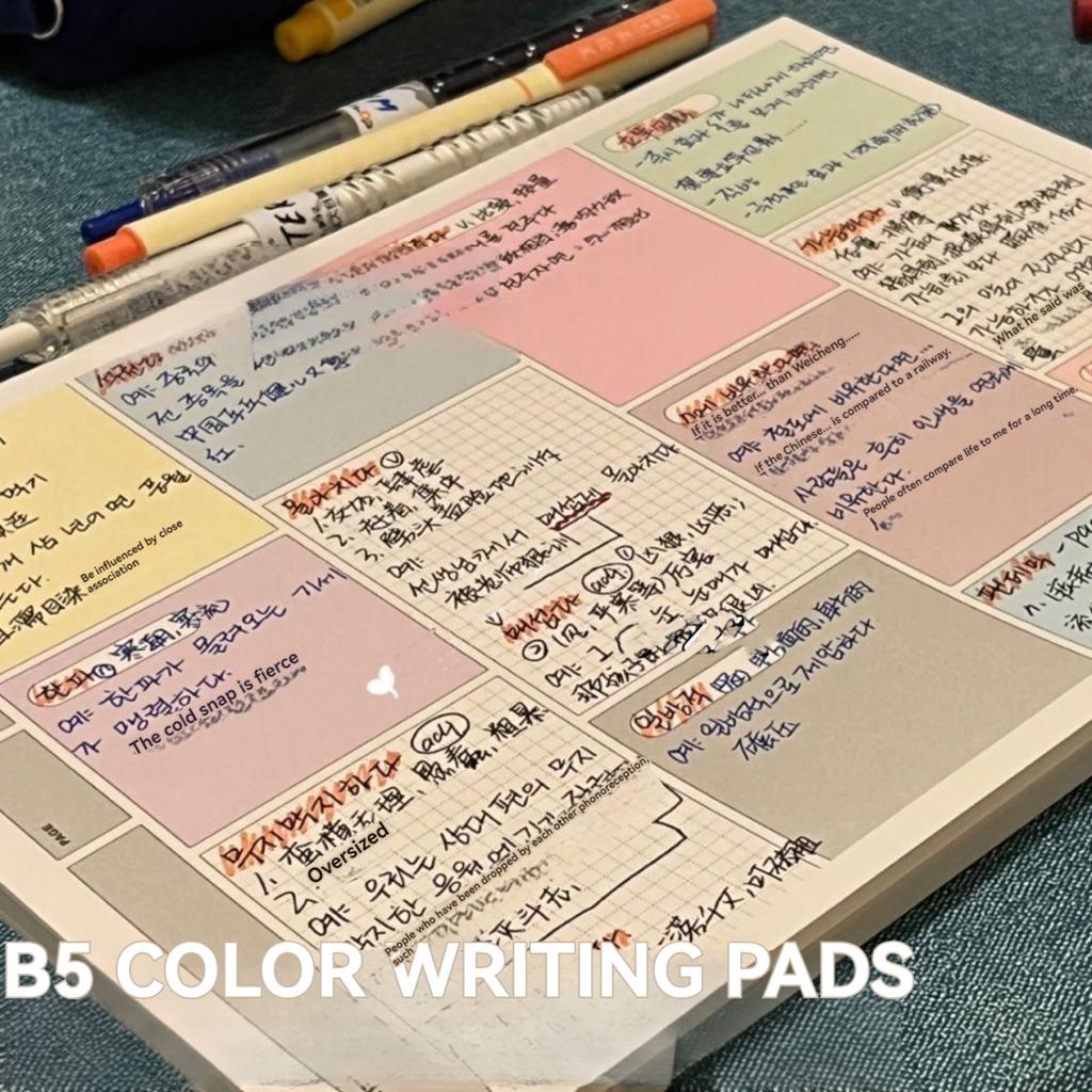 B5 Colored Memo Pad Multifunctional Notebooks 2025 Tearable Notepad Planner Learning Paper School Stationery Supplies 30 Sheet
