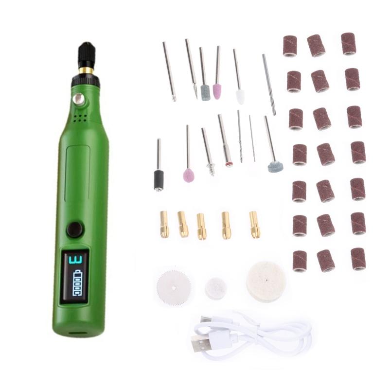 

43x Handheld Miniature Electric Engraver Kit with Digital Display for Detailed Woodwork Metal Polishing Carving Crafting зелений