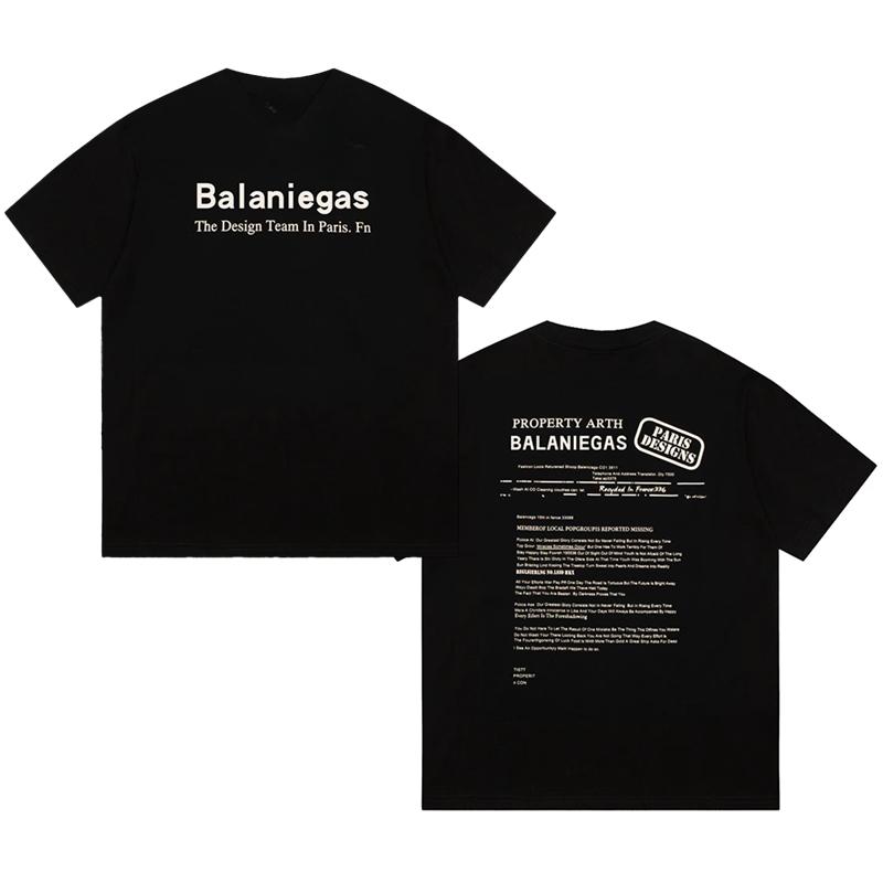 Balaniegas Short Sleeve T-Shirt Men's and Women's Couples Same Fashion Letter Printed Pure Cotton Loose Cotton Crew Neck T-Shirt