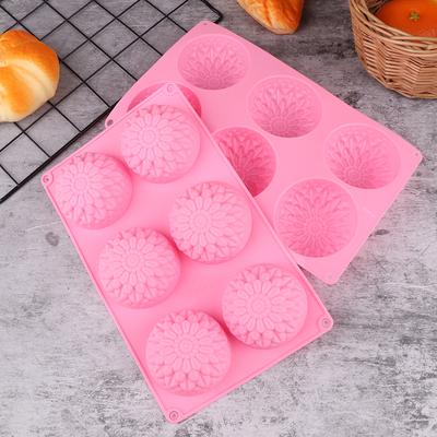 3D Chrysanthemums Silicone Mold Diy Flowers Soap Candle Molds Sunflower Cake Decoration Tools 6 Grids Resin Mold