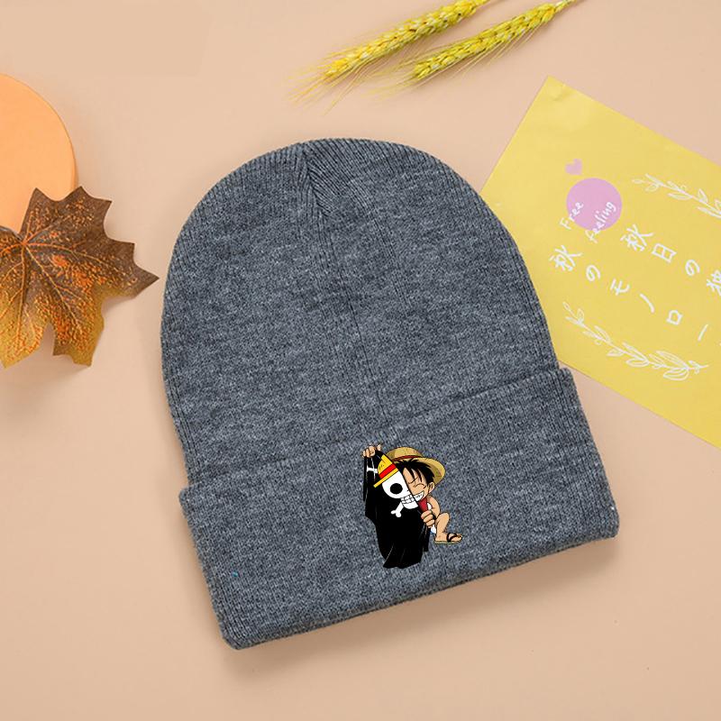 Janpanese Anime Winter Hats for Unisex Luffy New Beanies Knitted Hat Autumn Female Beanie Caps Warmer Bonnet Ladies Casual Cap