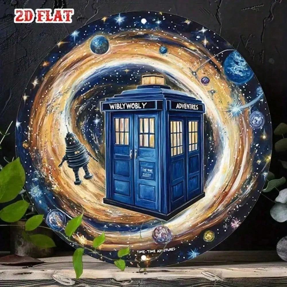 

Retro Sci-Fi Robot Round Metal Wall Art 8x8 Inch Vintage Aluminum Tin Sign for Garage Bar разноцветный