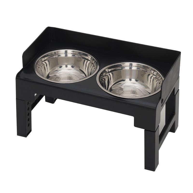 Stainless Steel Anti-Spill Double Dog Bowl with Neck Protection for Medium and Large Dogs