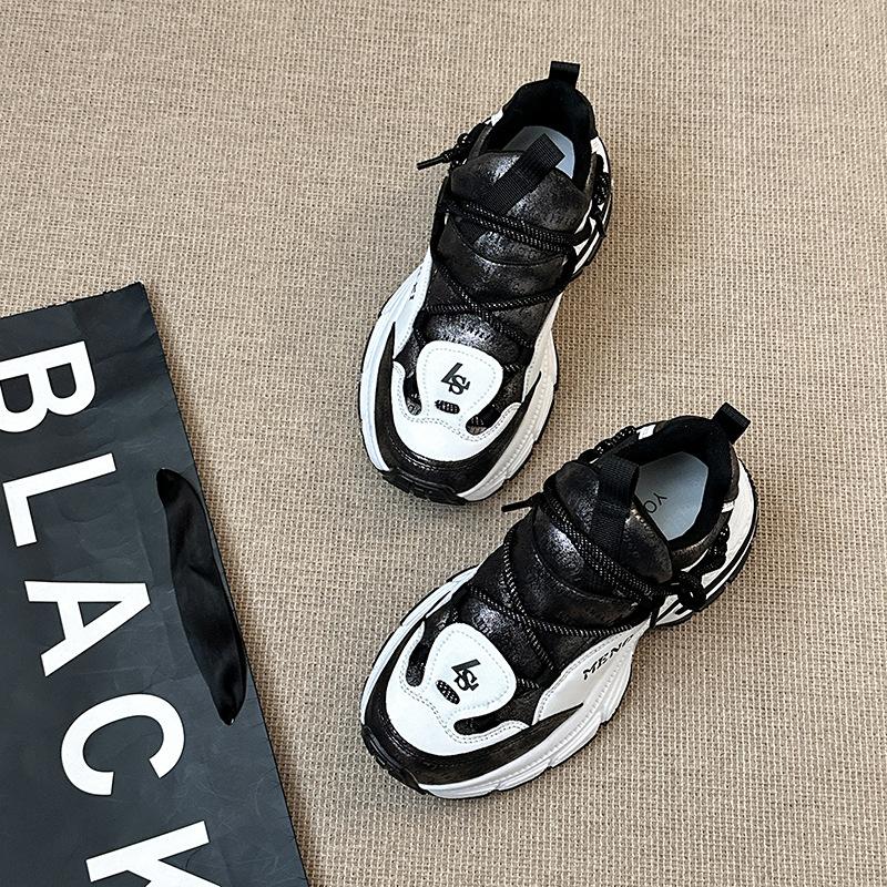 

Fashion versatile platform German training shoes color matching leather surface heightening dad shoes autumn and winter comfortable casual girls sp 35