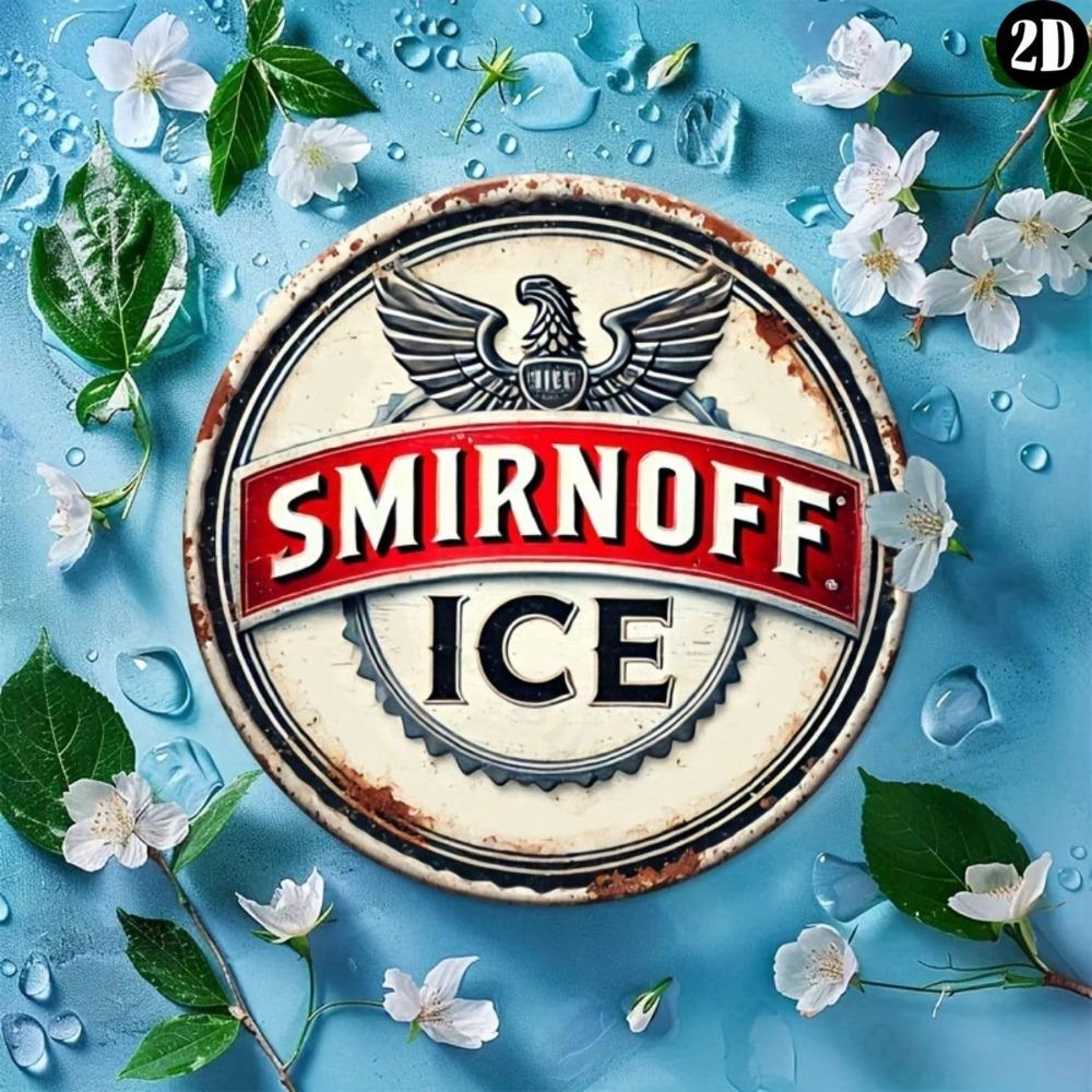 Smirnoff Ice Vintage Round Metal Sign Wall Art 8x8 Inch Home Bar Cafe Decor