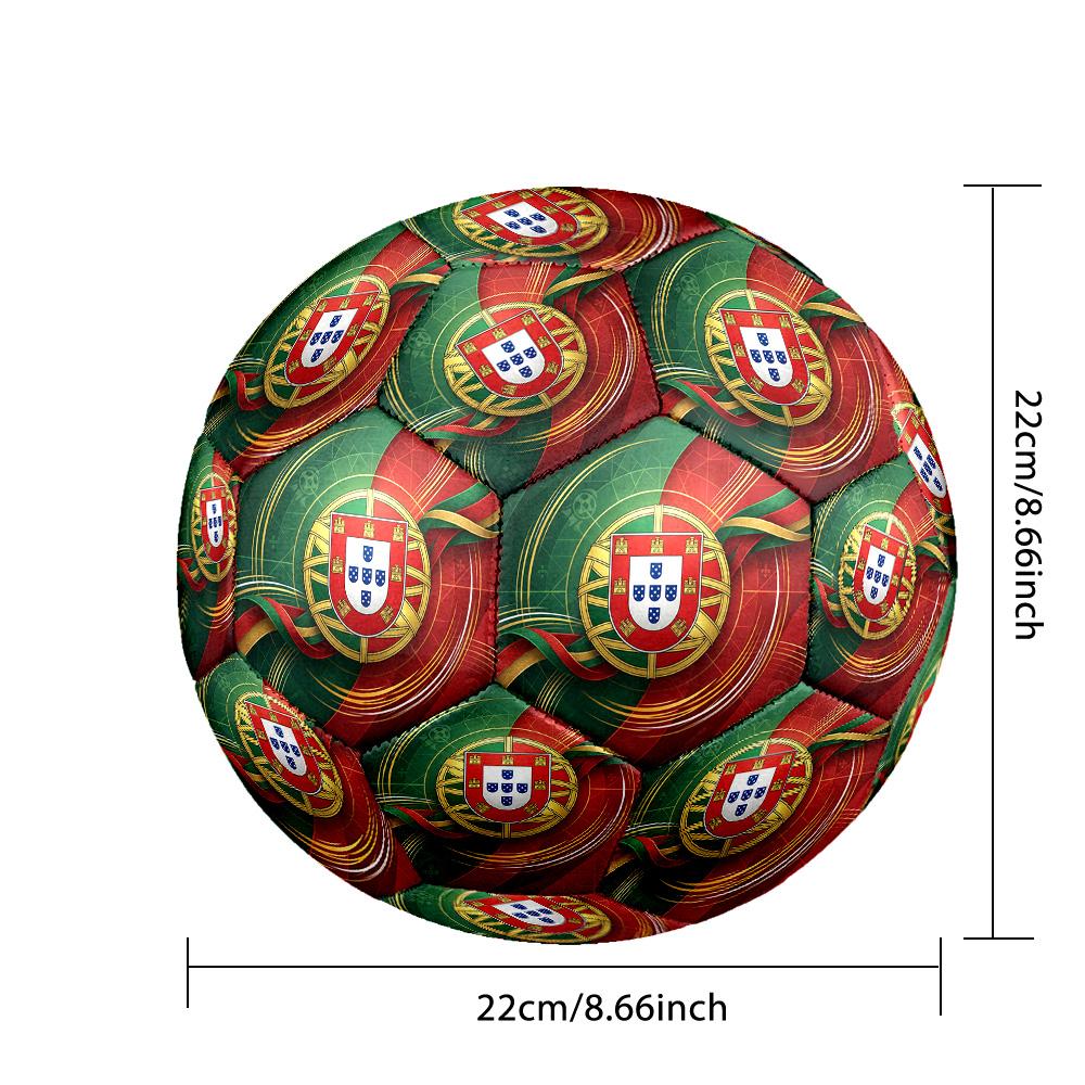 Portugal Football Printed Size 5 Soccer Ball Wear Resistant Standard Adult Training Football Fan Gift for Indoor Outdoor Match Sports