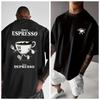Men's Women T-shirt Funny Espresso & Coffee Lover More Espresso Less Depreso Slogan Cotton Tee Streetwear Oversized O-Neck Top