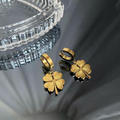 316l Stainless Steel Earrings 2023 Trend Classic Style Clover Shape Fashion Earrings Women's Gift New