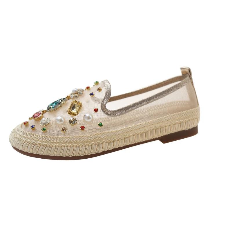 Fashion 2025 Summer Slippers New Soft Sole Comfortable and Versatile Fairy Style Flat Casual Shoes Fashionable Shiny Breathable Loafers