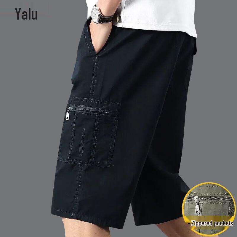 Yalu Men's Summer Loose Fit Cotton Capris