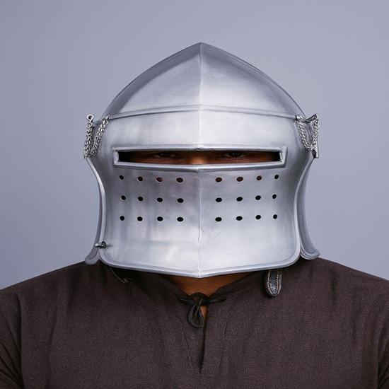 Medieval Barbute Knight Helmet Fully Wearable Crusader Armor, LARP Roleplay, High-Quality Steel And Leather Gift