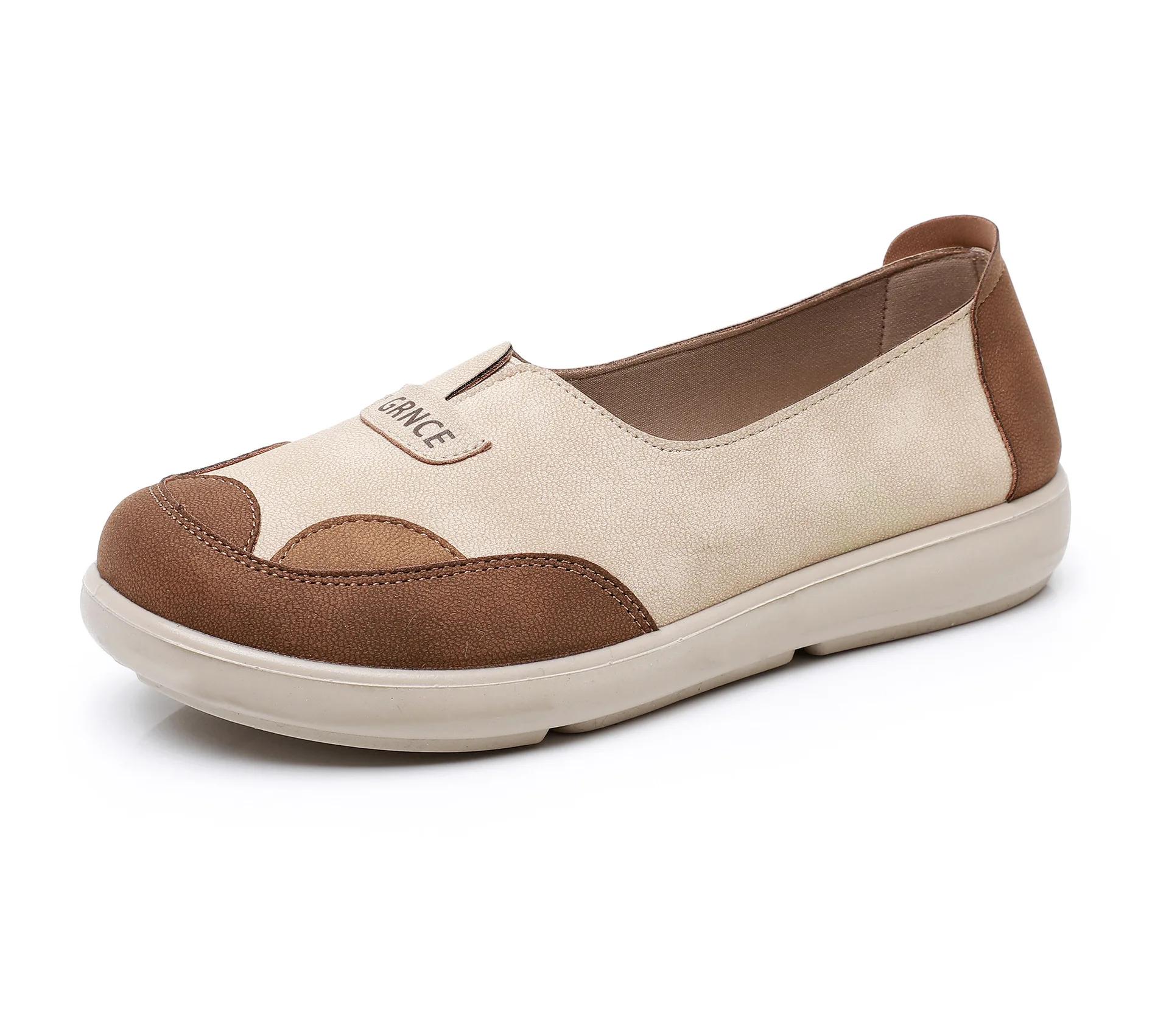 

Модные летние новые женские туфли с нескользящей износостойкой дышащей мягкой подошвой, цветные блоки, круглый носок, повседневные универсальные модные лоферы 35