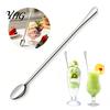 Stainless Steel Stirring Spoons Long Handle Mixing Spoon, Polished Metal Dishwasher Safe Tall Glass Bar Spoon for Cocktails And Coffee Kitchen