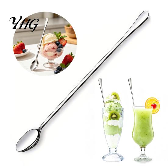 Stainless Steel Stirring Spoons Long Handle Mixing Spoon, Polished Metal Dishwasher Safe Tall Glass Bar Spoon for Cocktails And Coffee Kitchen