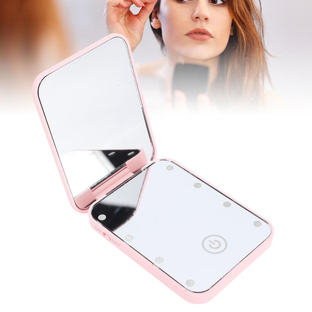 Compact LED Travel Makeup Mirror 2 Sided Magnification Rechargable Portable Handheld Small Lighted Cosmetic Mirror