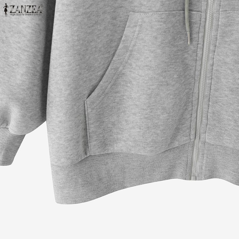 ZANZEA Damen Kapuzenpullover Lässig Langarm Herbst Kapuzen-Sweatshirts