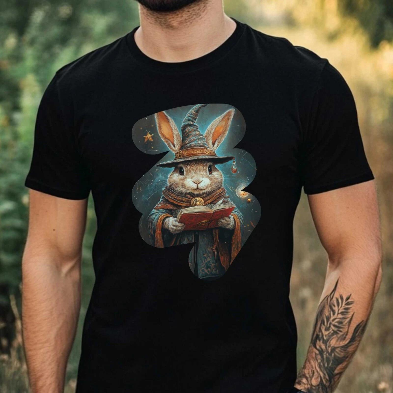 T-Shirt Herren Kaninchen Zauberer Motiv Baumwolle Größe XS bis 5XL XXXXL