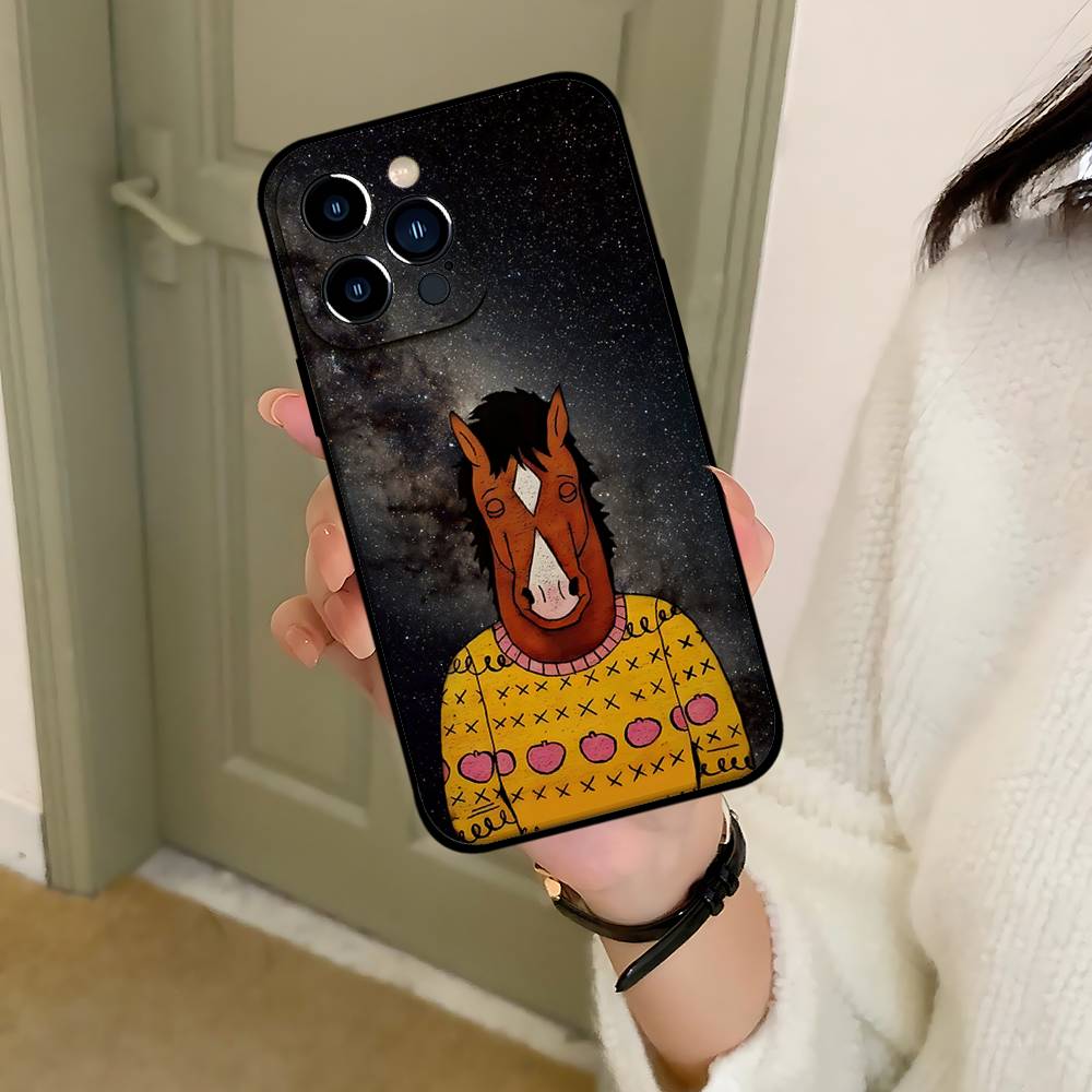 Cartoon B-BoJacks Horsemans Phone Case Black That Fits For IPhone 17,16,15,11,13,14 Pro Max,Plus,X,Xr,Xs Max,13Mini