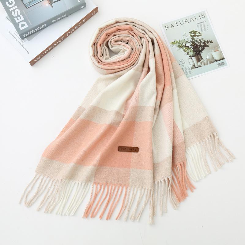 

Осенне-зимний новый шарф женский утолщенный искусственный кашемир универсальный студенческий шаль длинный клетчатый шарф 48*180cm