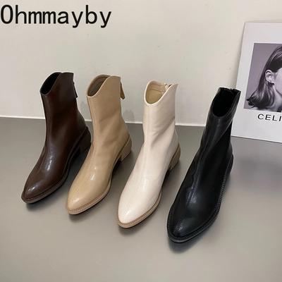 Mode Damen Western Cowgirl Stiefel Mode Elegant Spitzschuh Seitliche Reißverschlüsse Schuhe Square Heel Damen Morder Kurze Booties