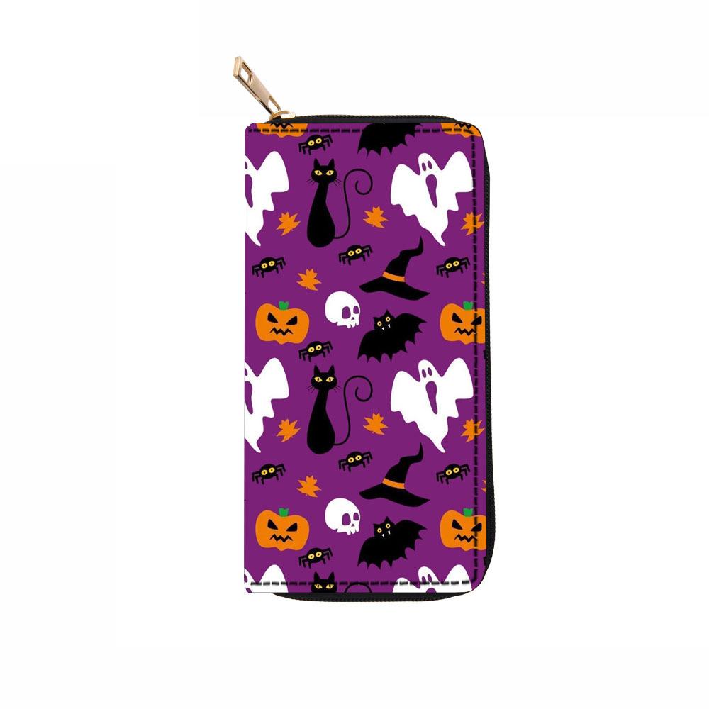 

Skull long zip wallet, Halloween clutch wallet
