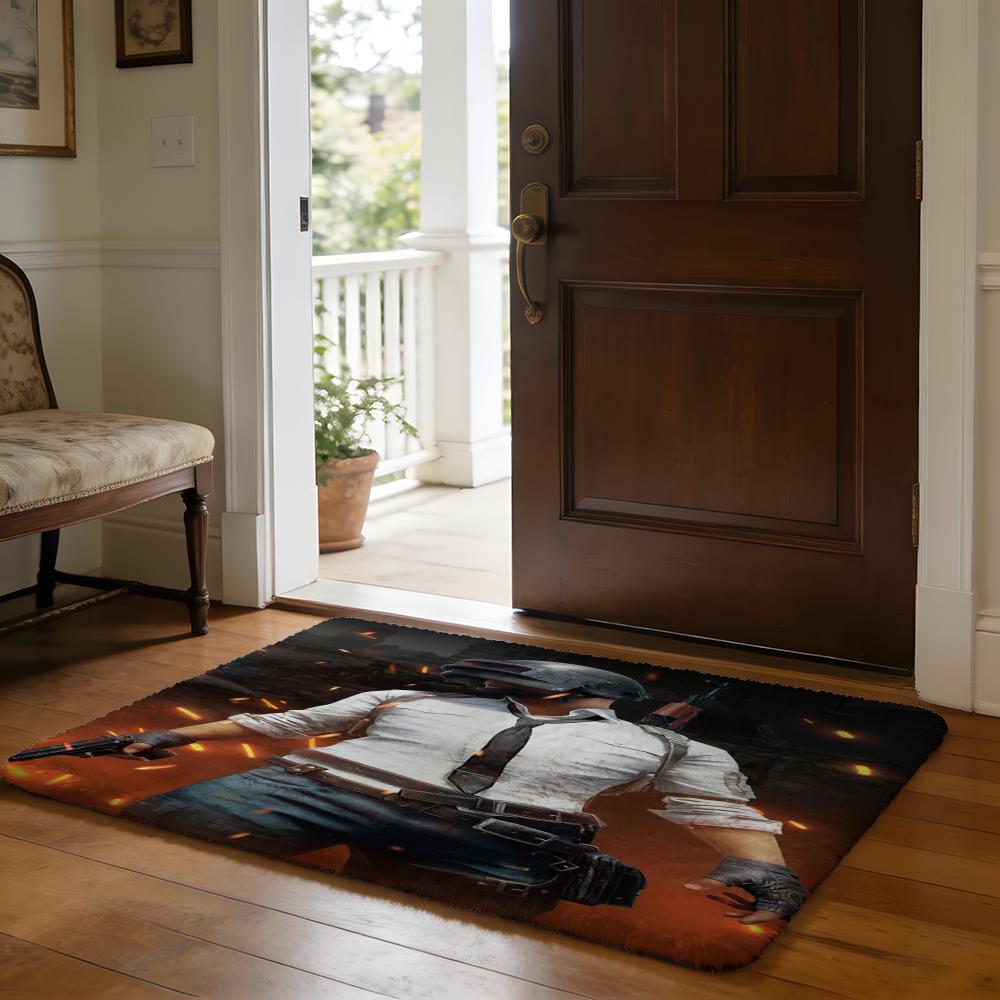 PPUBG Classic Movie Floor Mat Soft Flannel Absorbent Mat Non-Slip Rug Home Bedroom Bathroom