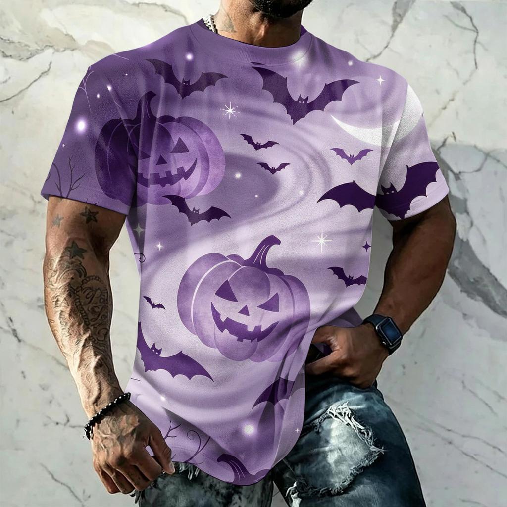 Men's Halloween Vintage Graphic T Shirt Loose Fit Breathable Short Sleeve Summer Sports Streetwear Casual Everyday Top