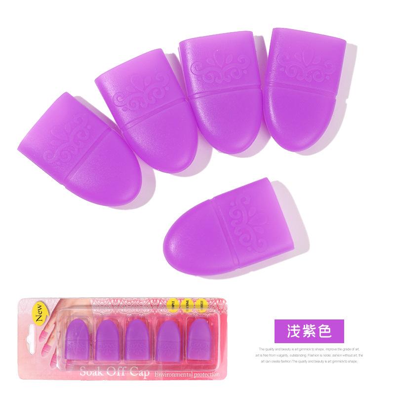 

Дизайн ногтей, инструменты для дизайна ногтей, масло для снятия ногтей, клей для фототерапии ногтей, силиконовый чехол для снятия ногтей, перчатки для снятия ногтей, 6-цветная смешанная партия Silicone nail remover cover purple