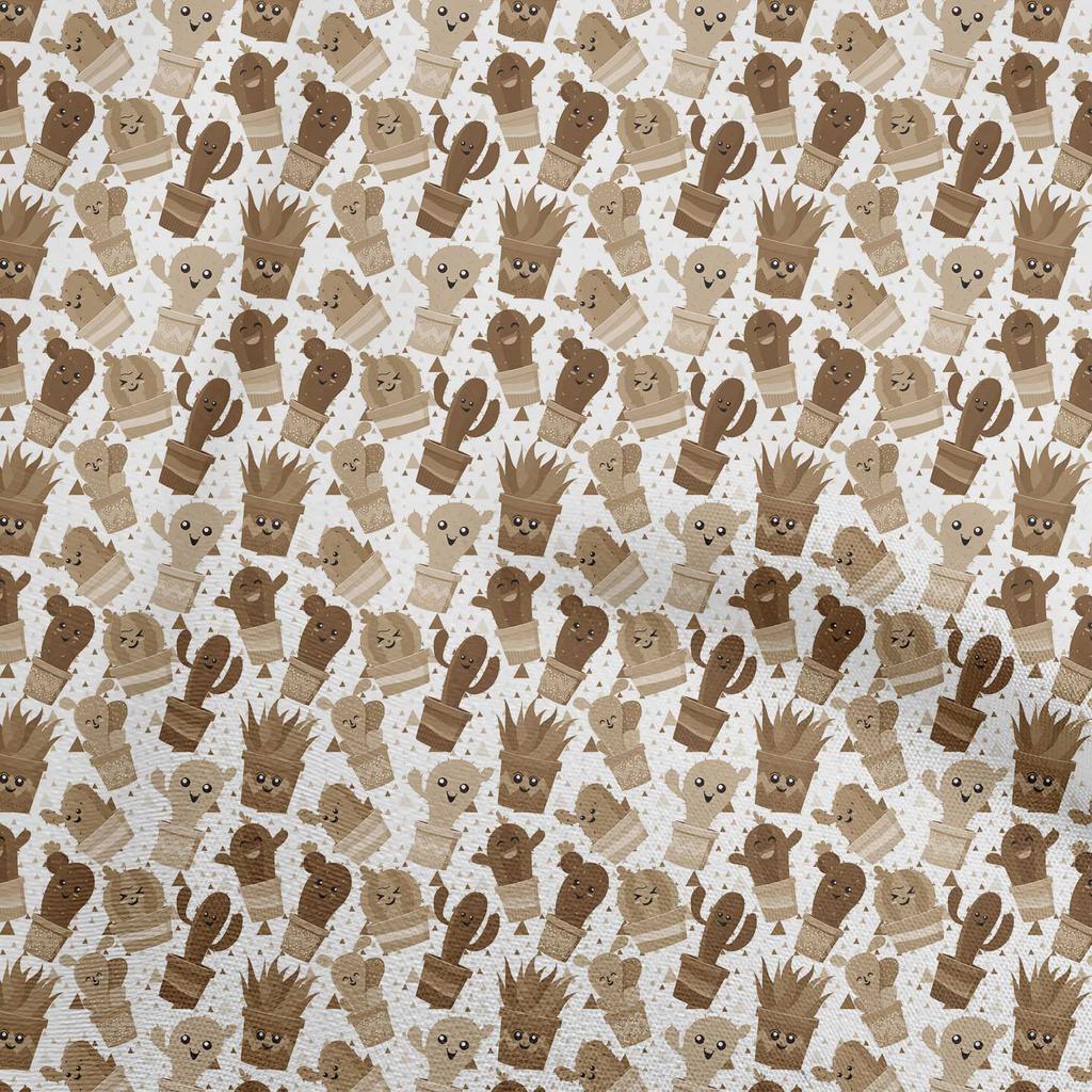 oneOone Baumwoll-Flex Staubiges Türkisgrünes Gewebe Asiatischer Kawaii Kaktus Mit Geometrischem Stoff Zum Nähen Gedruckter Bastelstoff Pro Meter 40 Zoll