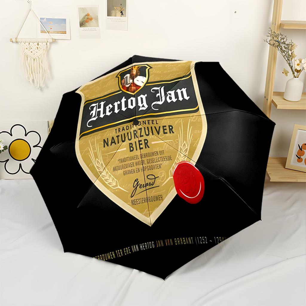 Etichetta Birra Hertog Jan Ombrello Automatico Portatile Compatto 8 Stecche Leggero Design Pieghevole Perfetto per Avventure all'Aperto Ombrello Pieghevole Compatto