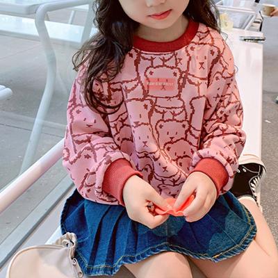 Çocuk İlkbahar Ve Sonbahar Baz Mont Sonbahar Ve Kış Yuvarlak Yaka Uzun Kollu Baskılı Sweatshirt