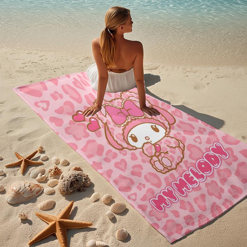 Proof Beach Towel with a Sanrio My Melody2 Pattern - Soft,absorbent,quick-drying,machine Washable - Perfect for Swimming,camping,bathing