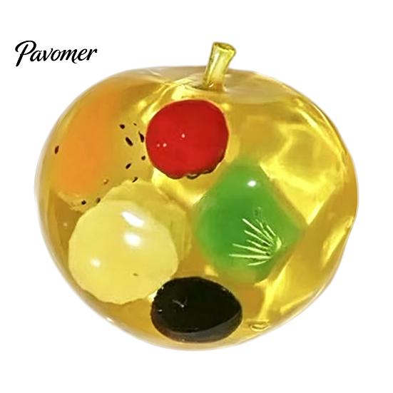 Flexible Sensory Toy Clear Bar Squeeze with Fake Fruit Inside, Stress Relief Shapeable Hand Therapy Stick Toy, Transparent Strip Figdet for