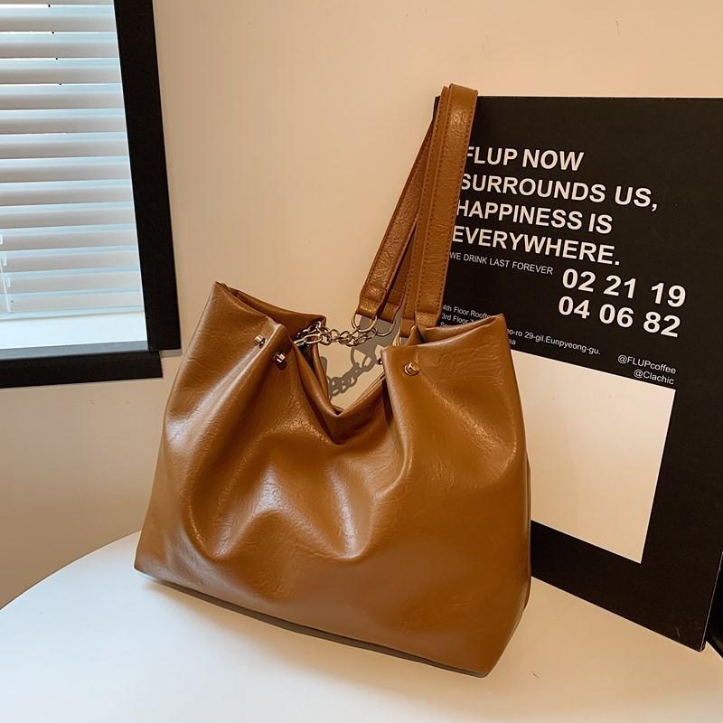 Stylish Large Tote Bag For Women In Black White Brown Or Coffee With Chic Design And Soft Pu Material