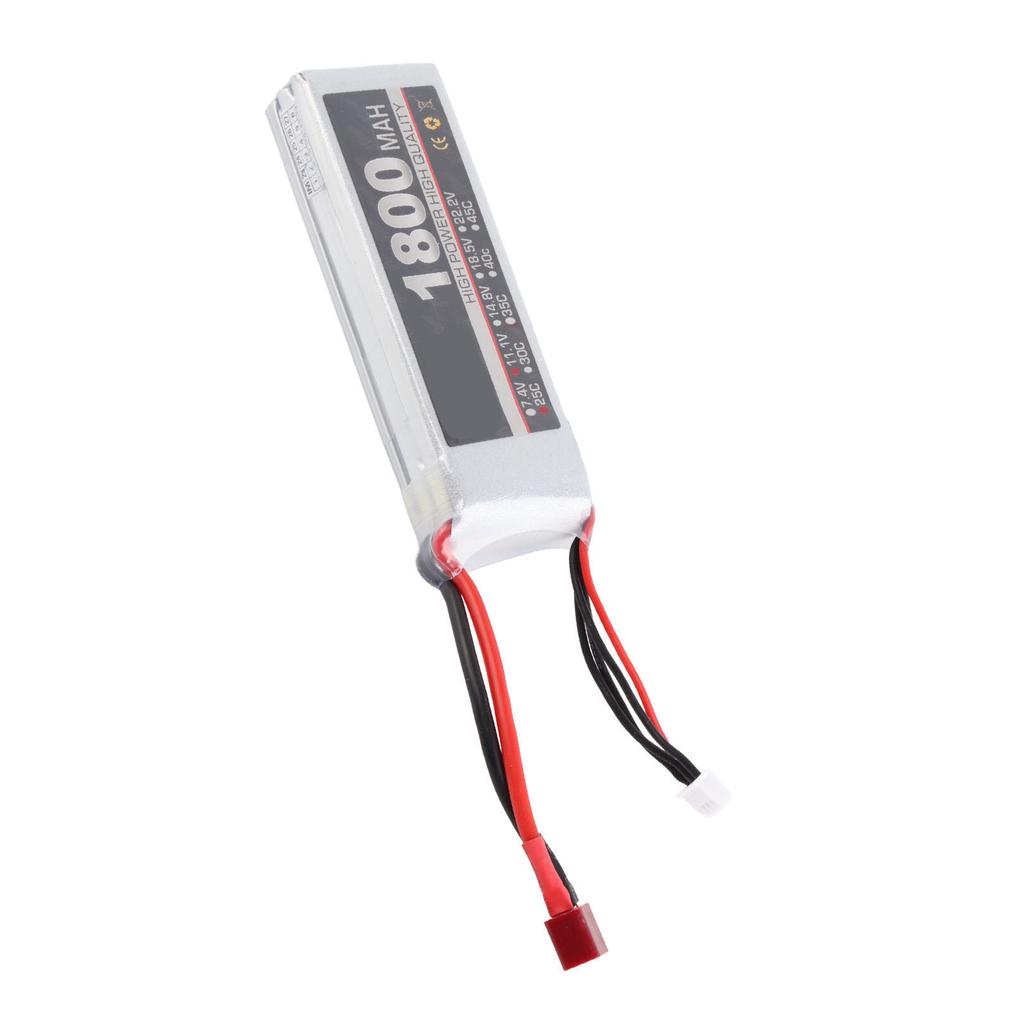 LiPo Battery Pack 11.1V 3S 1800mAh 25C Rechargeable LiPo Battery for RC Car Airplane Aircraft