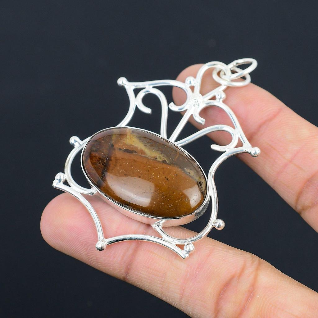 Geschenk für sie 925er Sterlingsilber Natürlicher Mohnjaspis Edelstein Schmuck Anhänger