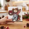 Festive Snowman Paper Napkin Stand Holder for Dining Table, Wood Vertical Wooden Organizer Table Dispenser, Christmas Tissue Storage Holiday