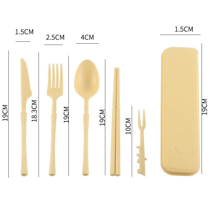Compact Travel Camping Waist-High Seven-Piece Cutlery Set