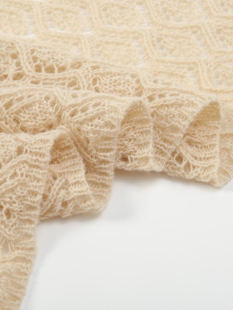 Knit Hollow Fake Collar Shawl Scarf Fashion Pullover Lightweight Solid Hollow Knitted Large Scarfs For Women Wrap