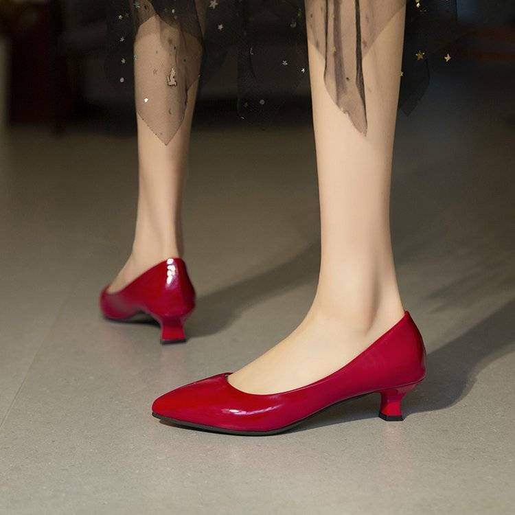 Sub-pointed Korean version shallow mouth versatile simple women's shoes thin heel single shoes women's college style